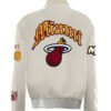 Miami Heat NBA White Wool Leather Old English Letterman Varsity Jacket 1