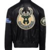 Milwaukee Bucks Jeff Hamilton NBA Black Leather Jacket 1