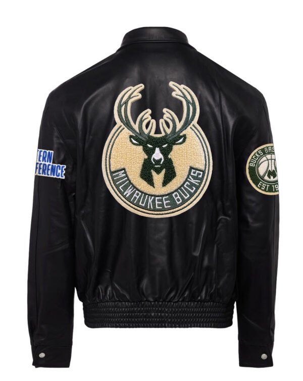 Milwaukee Bucks Jeff Hamilton NBA Black Leather Jacket 1