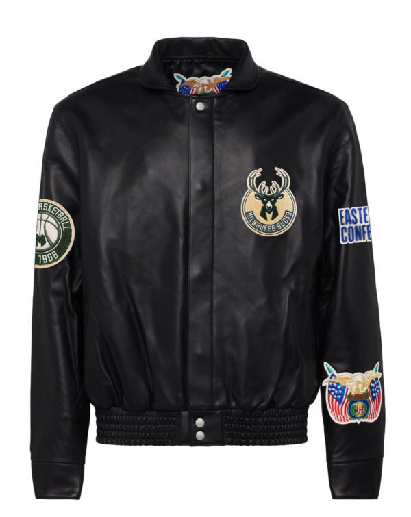 Milwaukee Bucks Jeff Hamilton NBA Black Leather Jacket 2
