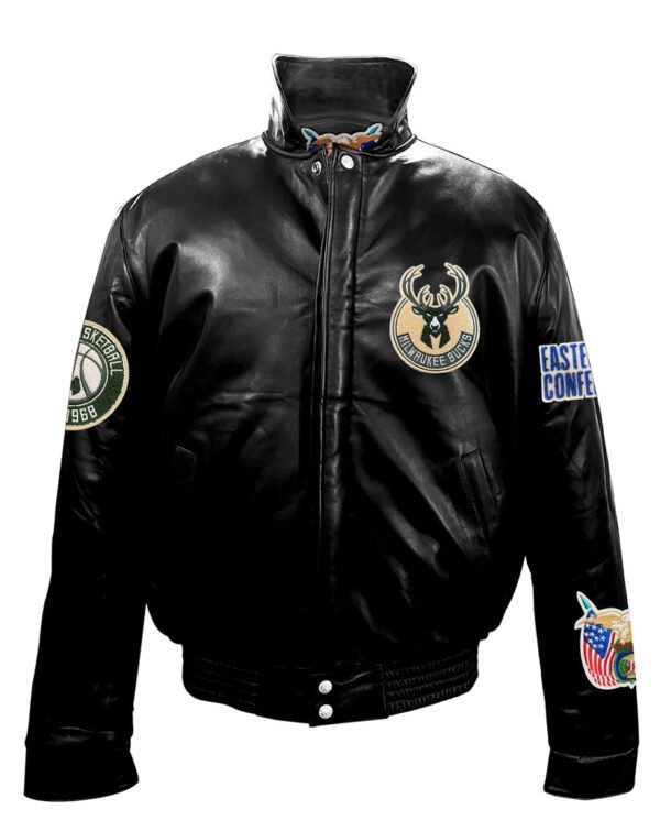 Milwaukee Bucks Jeff Hamilton NBA Black Puffer Leather Jacket 2