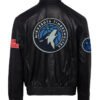 Minnesota Timberwolves Jeff Hamilton NBA Black Leather Jacket 1