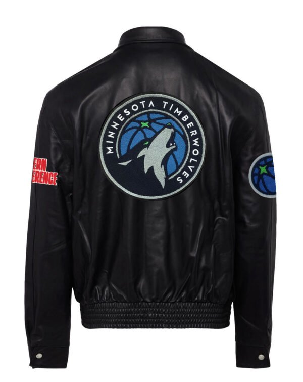 Minnesota Timberwolves Jeff Hamilton NBA Black Leather Jacket 1