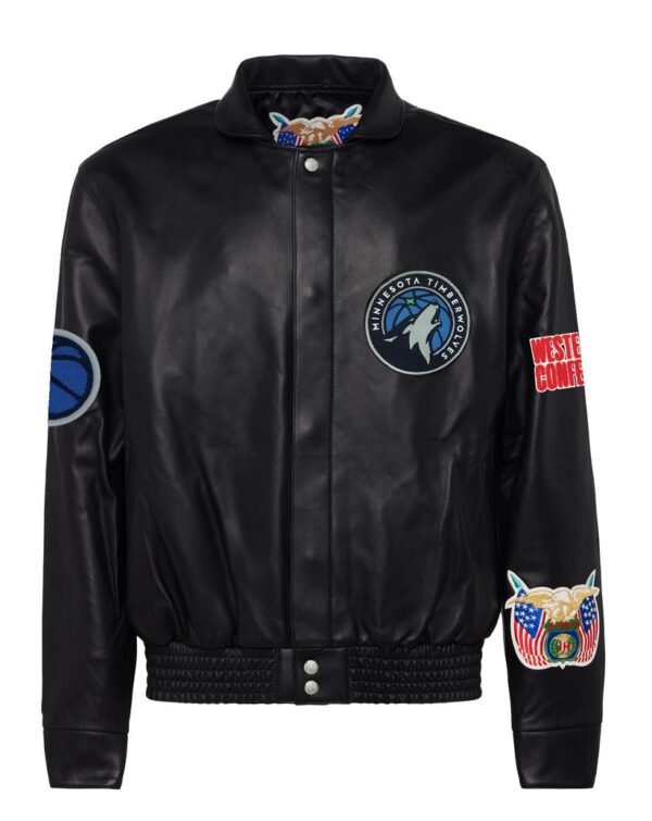 Minnesota Timberwolves Jeff Hamilton NBA Black Leather Jacket 2