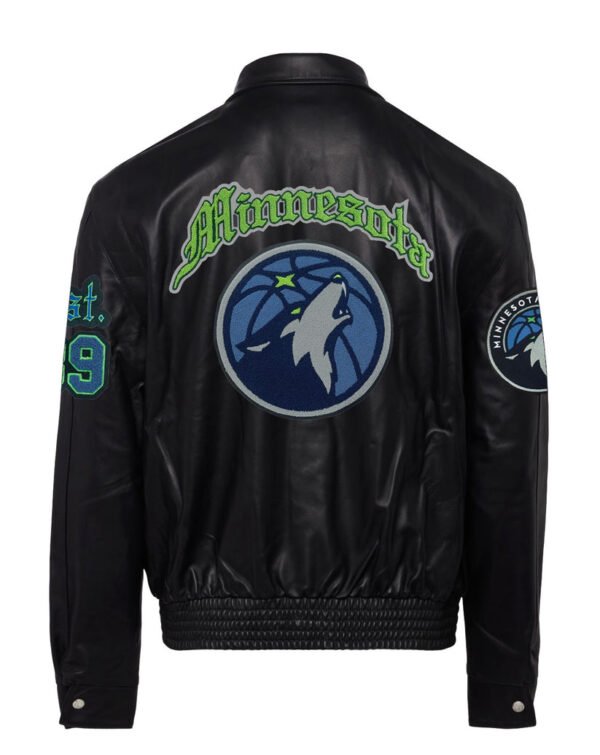 Minnesota Timberwolves NBA Jeff Hamilton Full Black Leather Jacket 1