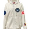 Minnesota Timberwolves NBA Lightweight Zip up White Leather Hooded Jacket 1