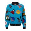 NBA Collage Jeff Hamilton Baby Blue Wool Leather Letterman Varsity Jacket 1
