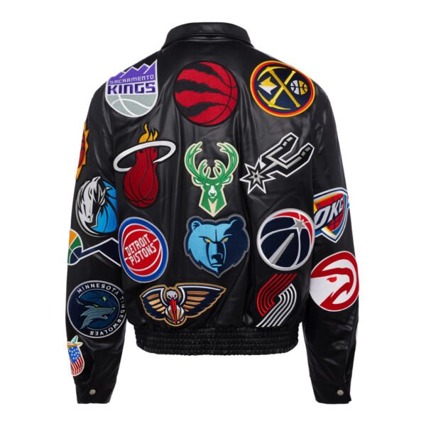NBA Collage Jeff Hamilton Black Leather Jacket 1