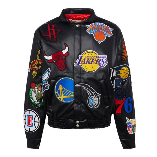NBA Collage Jeff Hamilton Black Leather Jacket 2