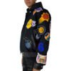 NBA Collage Jeff Hamilton Black Wool Leather Letterman Varsity Jacket 1
