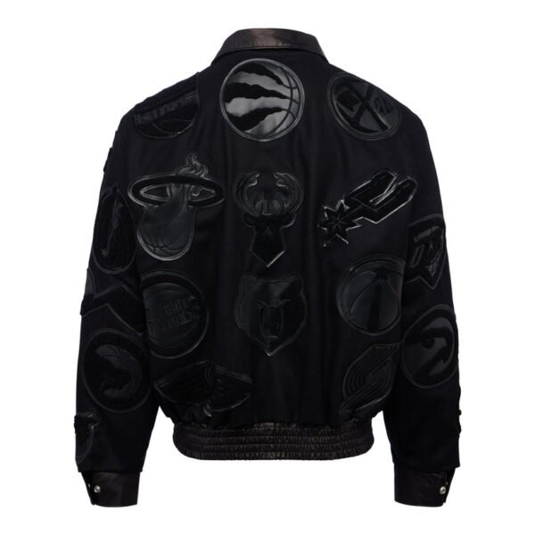 NBA Collage Jeff Hamilton BlackBlack Wool Leather Letterman Varsity Jacket 3