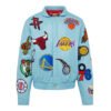 NBA Collage Jeff Hamilton Carolina Blue Leather Jacket 1