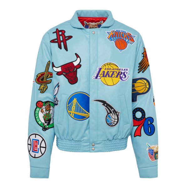 NBA Collage Jeff Hamilton Carolina Blue Leather Jacket 1