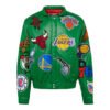 NBA Collage Jeff Hamilton Kelly Green Leather Jacket 1