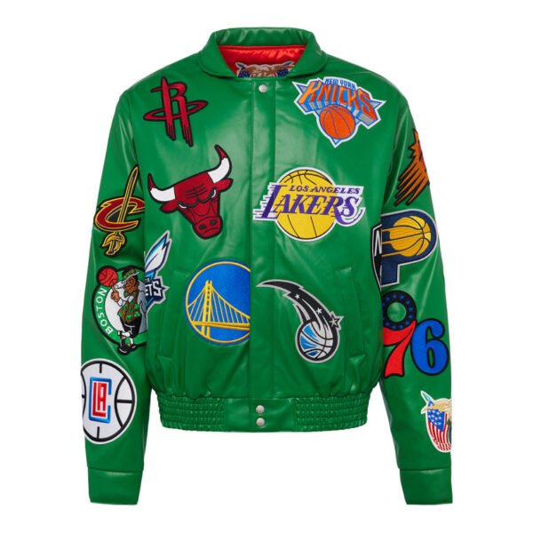 NBA Collage Jeff Hamilton Kelly Green Leather Jacket 1