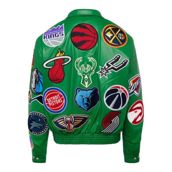 NBA Collage Jeff Hamilton Kelly Green Leather Jacket 2