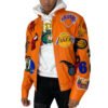NBA Collage Jeff Hamilton Orange Leather Jacket 1