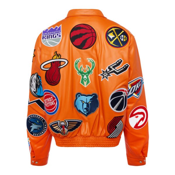 NBA Collage Jeff Hamilton Orange Leather Jacket 3