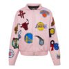 NBA Collage Jeff Hamilton Pink Leather Jacket 1