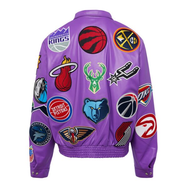 NBA Collage Jeff Hamilton Purple Leather Jacket 2