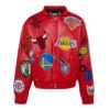 NBA Collage Jeff Hamilton Red Leather Jacket 1
