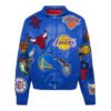 NBA Collage Jeff Hamilton Royal Blue Leather Jacket 1