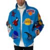 NBA Collage Jeff Hamilton Teal Leather Jacket 1