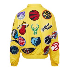 NBA Collage Jeff Hamilton Yellow Leather Jacket 2