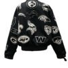 NFL Collage Black White Wool Leather Letterman Varsity Jacket 1