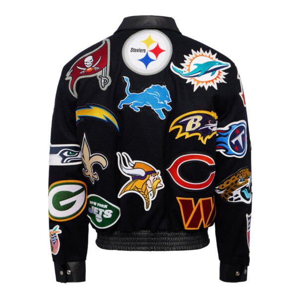 NFL Collage Black Wool Leather Letterman Varsity Jacket 2