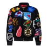 NHL Collage Black Wool Leather Letterman Varsity Jacket 1