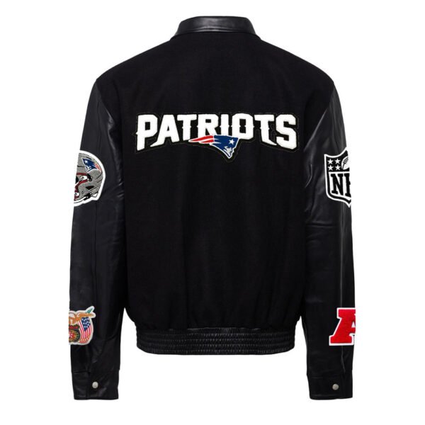 New England Patriots NFL BlackBlack Wool Leather Letterman Varsity Jacket 1