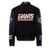 New York Giants NFL BlackBlack Wool Leather Letterman Varsity Jacket 1
