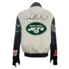 New York Jets NFL Off WhiteBlack Wool Leather Letterman Varsity Jacket 1