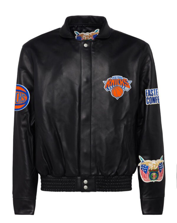 New York Knicks Jeff Hamilton NBA Black Leather Jacket 2