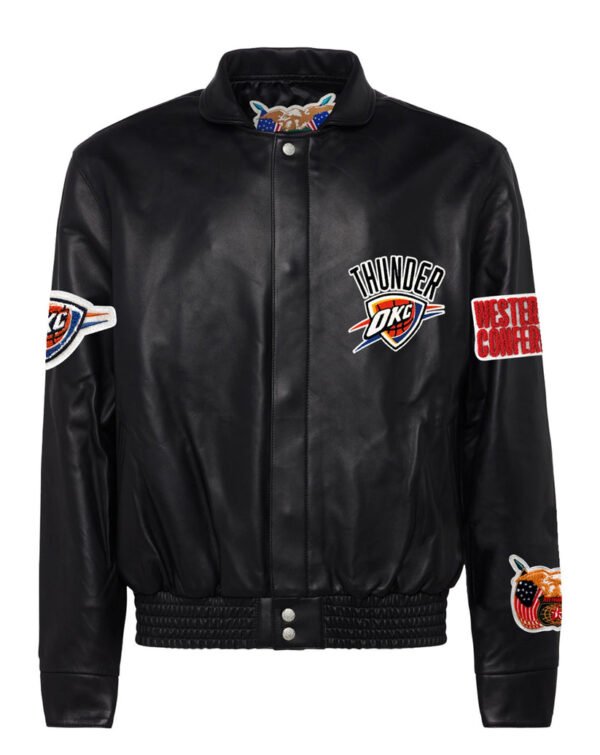 Oklahoma City Thunder Jeff Hamilton NBA Black Leather Jacket 2