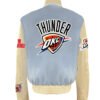 Oklahoma City Thunder NBA Baby Blue Wool Leather Letterman Varsity Jacket 1