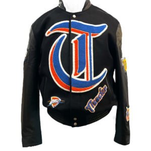 Oklahoma City Thunder NBA Wool Leather Old English Black Letterman Varsity Ja