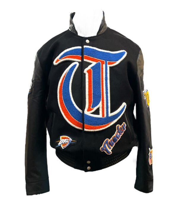 Oklahoma City Thunder NBA Wool Leather Old English Black Letterman Varsity Ja