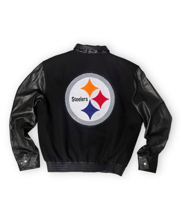 Pittsburgh Steelers NFL Black Wool Leather Letterman Varsity Jacket 2