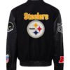 Pittsburgh Steelers NFL BlackBlack Wool Leather Letterman Varsity Jacket 1