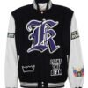 Sacramento Kings NBA Wool Leather Black White Letterman Varsity Jacket 1