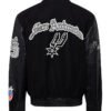 San Antonio Spurs NBA Wool Leather Old English Black Letterman Varsity Jacket 1