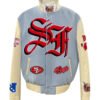 San Francisco 49ers NFL Baby Blue Wool Leather Letterman Varsity Jacket 1