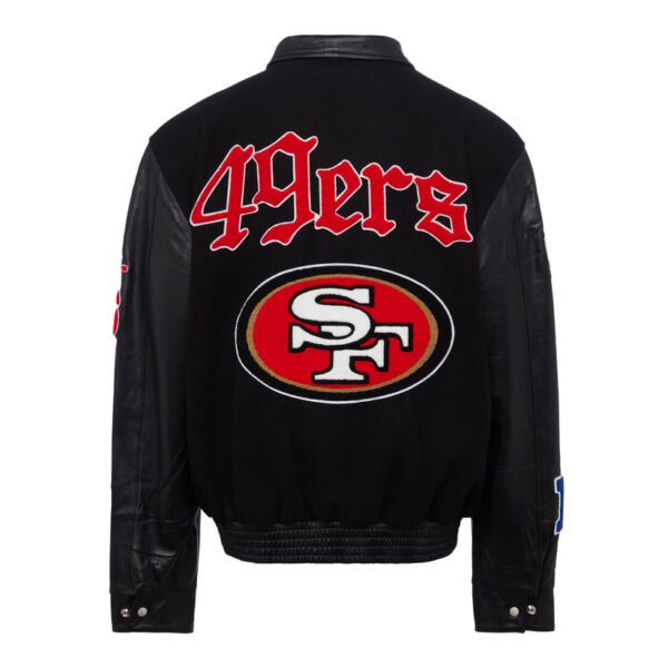 San Francisco 49ers NFL BlackBlack Wool Leather Letterman Varsity Jacket 2