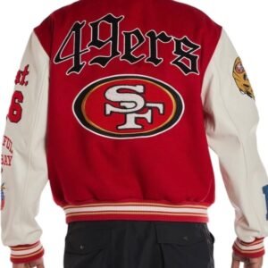 San Francisco 49ers NFL RedWhite Wool Leather Letterman Varsity Jacket 3