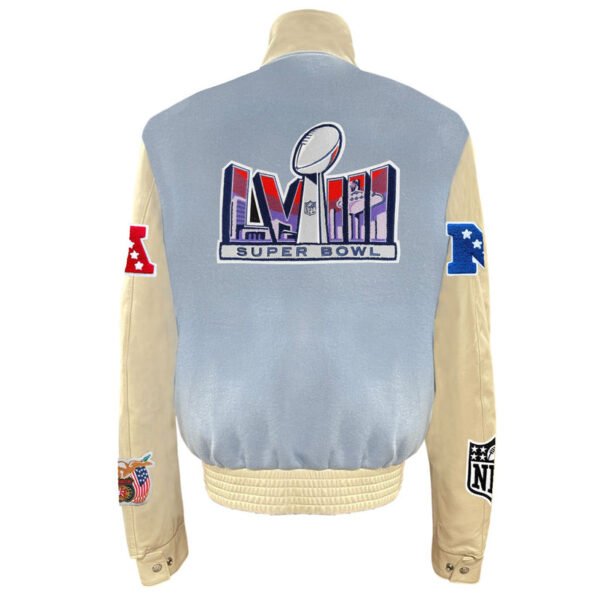 Super Bowl 2024 NFL Baby Blue Wool Leather Letterman Varsity Jacket 1