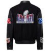 Super Bowl 2024 NFL BlackBlack Wool Leather Letterman Varsity Jacket 1
