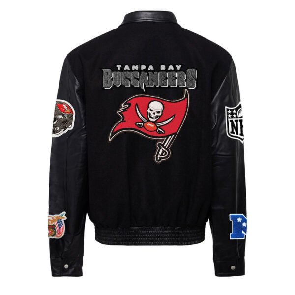 Tampa Bay Buccaneers NFL BlackBlack Wool Leather Letterman Varsity Jacket 1