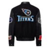 Tennessee Titans NFL BlackBlack Wool Leather Letterman Varsity Jacket 1